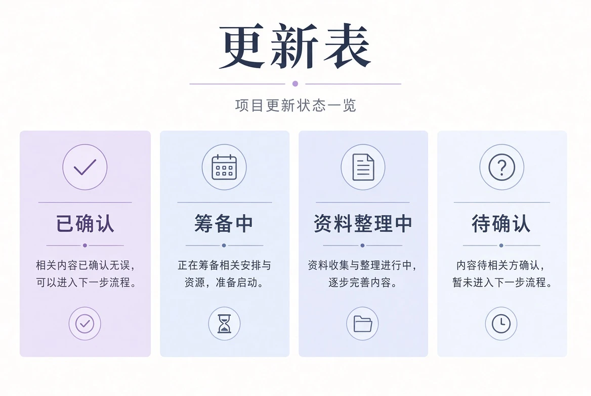 内容更新表